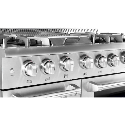 THOR Kitchen HRG4808U 48-Inch Professional Freestanding Gas Range with Double Oven, 6 Burners and Griddle