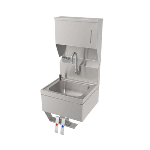 GSW USA HS-1615C 16" Wall Mount Stainless Steel Hand Sink with No-Lead Faucet and Towel Dispenser