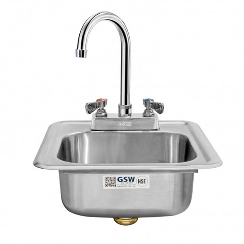 GSW USA HS-1615I Drop-In Hand Sink with Lead-Free Faucet and Strainer