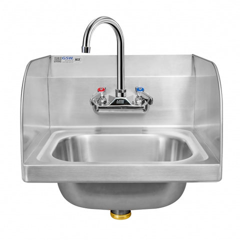 GSW USA HS-1615S-N Wall Mount Hand Sink with Protective Edge Welded Splash Guards