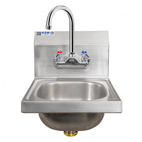 GSW USA HS-1615W Wide Wall Mount Stainless Steel Hand Sink