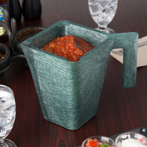 HS Inc. HS1007-J 48 oz. Jalapeno Square Plastic Pitcher / Salsa Dispenser
