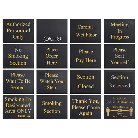 Winco HTS-60K 60-Inch Hostess Sign Set with 16 Interchangeable Messages, Black