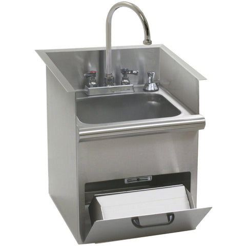 Eagle Group HWB-E Drop-In Hand Wash Sink with Encore Gooseneck Faucet, Built-In Towel and Soap Dispensers