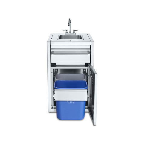 Crown Verity IBISC-SK-GH Infinite Series 21-Inch Built-In Cabinet with Sink & Double Trash Bin Storage