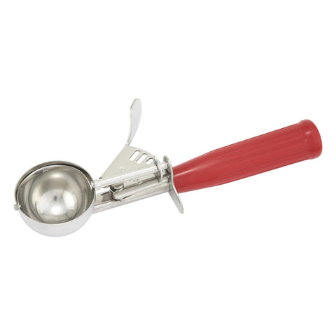 Winco ICD-24 Stainless Steel Thumb Press Disher with Red Plastic Handle, Size #24