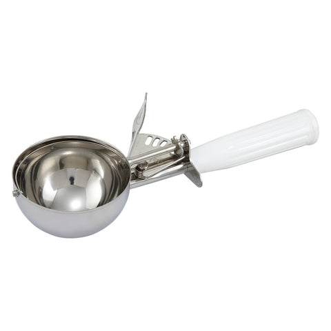 Winco ICD-6 Stainless Steel Thumb Press Disher with White Plastic Handle, Size #6
