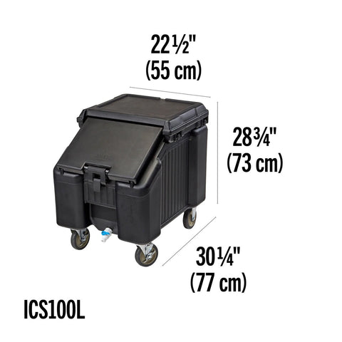 Cambro ICS125L110 SlidingLid 125 lb. Black Mobile Ice Caddy