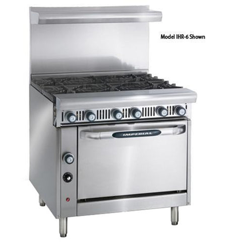 Imperial IHR-6-C 36 in Heavy Duty Gas Range with 6 Open Burners and Convection Oven