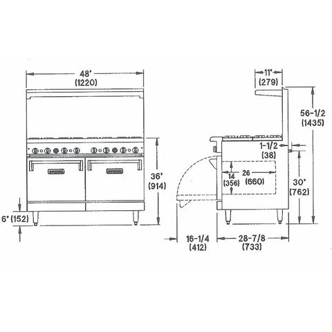 Imperial IR-2-G36 48 in Gas Restaurant Range with 36 in Griddle and (2) Ovens