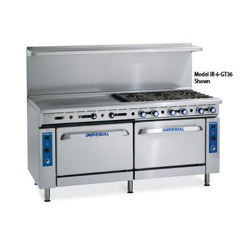 Imperial IR-2-G60-CC 72 Inch Gas Restaurant Range with 2 Open Burners, 60 Inch Griddle, and 2 Convection Ovens
