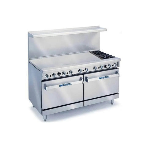 Imperial IR-2-G60 72 inch Gas Range with 2 Open Burners, 60 inch Griddle, and 2 Standard Ovens