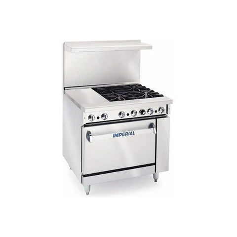 Imperial IR-4-G12-C 36 in Gas Range with 4 Burners, 12 in Griddle and Convection Oven