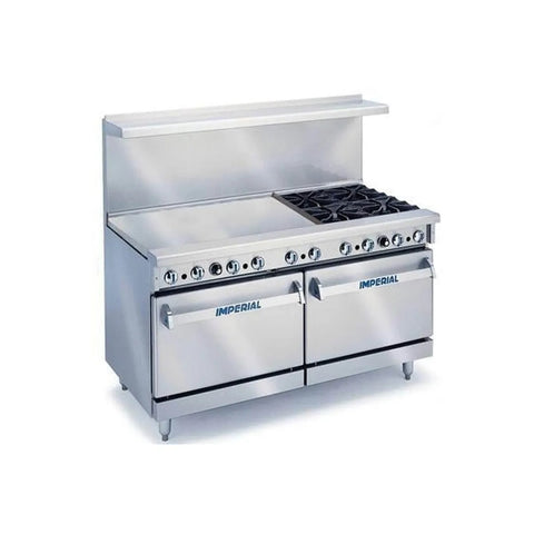 Imperial IR-4-G48 72 Inch Gas Range with 4 Open Burners, 48 Inch Griddle, and 2 Standard Ovens