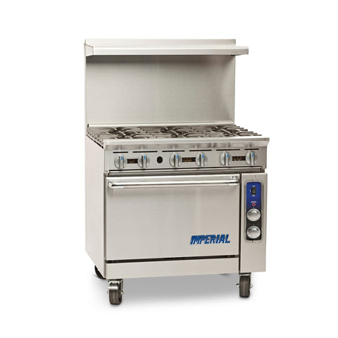 Imperial IR-6-C 36 in 6-Burner Gas Range with Convection Oven