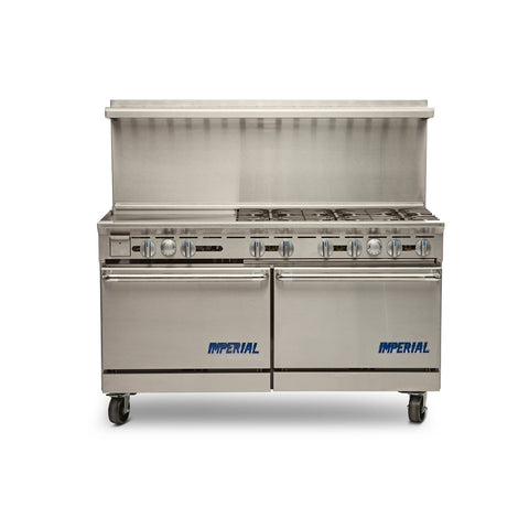 Imperial IR-6-G24T-E Pro Series 60 Inch Electric Range with 24 Inch Griddle and Double Ovens