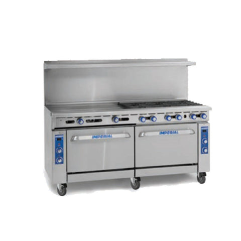 Imperial (Middleby) IR-6-G36-C 72 Inch Gas Restaurant Range with 6 Burners, 36 Inch Griddle, Standard Oven and Convection Oven