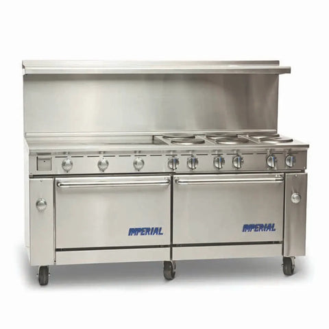 Imperial IR-6-G36T-E-C 72 Inch Electric Restaurant Range with 6 Round Elements, 36 Inch Thermostatic Griddle, Convection and Standard Ovens