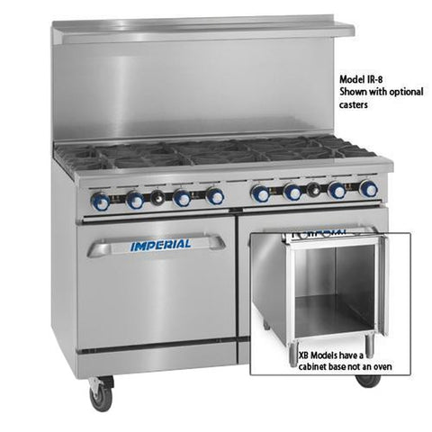 Imperial IR-8-C-XB 48 in 8-Burner Gas Range with Convection Oven and Open Cabinet Base
