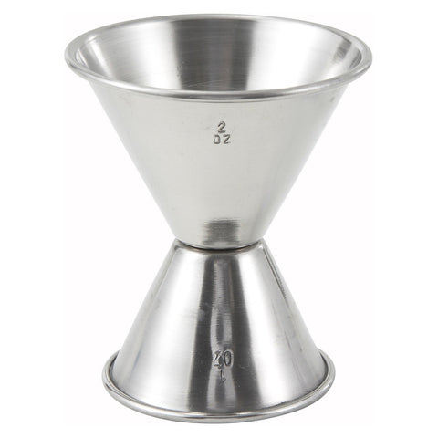 Winco J-5 Double Jigger, 1 oz & 2 oz, Stainless Steel