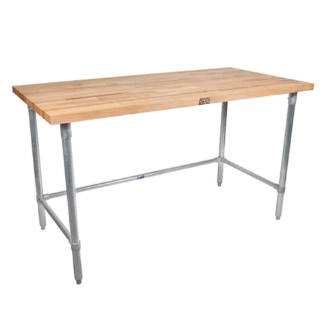John Boos JNB08-X 48"W x 30"D Wood Top Work Table with Galvanized Open Base