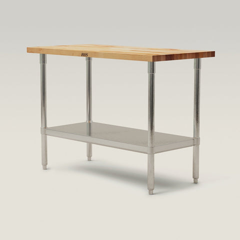 John Boos JNS02 Hard Rock Maple Work Table with Galvanized Undershelf, 48 x 24 x 35 in.