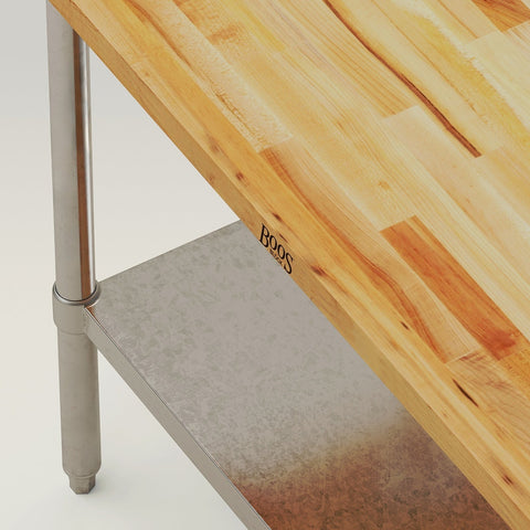 John Boos JNS03 Hard Rock Maple Work Table with Galvanized Undershelf, 60" x 24"