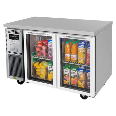 Turbo Air JUR-48-G-N J Series Two-Section Glass Door Undercounter Refrigerator