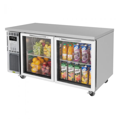Turbo Air JUR-60-G-N J Series Two-Section Glass Door Undercounter Side Mount Refrigerator