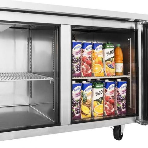 Turbo Air JUR-60-N6 J Series Two-Section Solid Door Undercounter Refrigerator, 59"