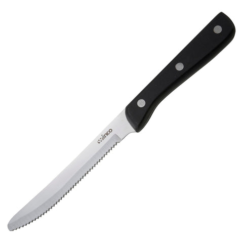 Winco K-80P Solid POM Handle Jumbo Steak Knife, 5" Serrated Blade, Round Tip
