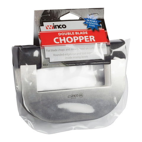 Winco KCC-2 Double Blade Chopping Knife with Black Polypropylene Handle