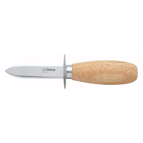 Winco KCL-1 Oyster/Clam Knife with 2-3/4" Blade and Wooden Handle