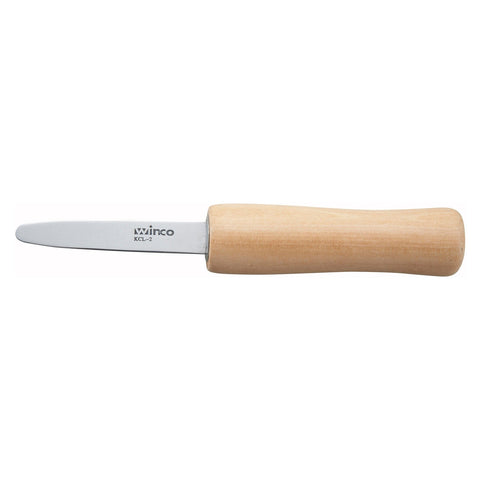 Winco KCL-2 Oyster/Clam Knife with 2-7/8" Stainless Steel Blade and Wooden Handle