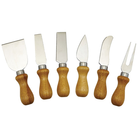Winco KCS-6W Cheese Knife Set with Wooden Handles