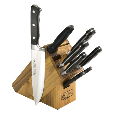 Winco KFP-BLKA Acero 8-Piece Forged German Steel Knife Block Set