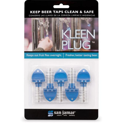 San Jamar KLP200 Kleen Plug Beer Tap Cleaner Blister Pack - Blue, 5/Pack