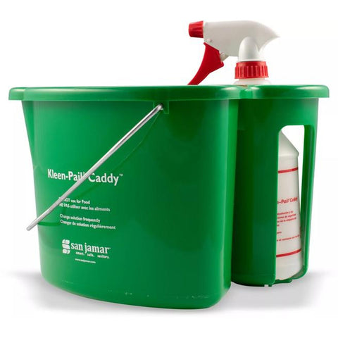 San Jamar KP500 Kleen-Pail Caddy - Green, 4 Qt. Pail with 24 oz. Spray Bottle