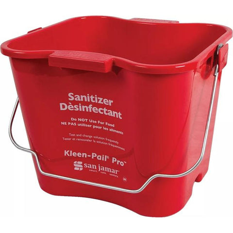San Jamar KPP196RD Kleen-Pail Pro 6 Quart Red Sanitizing Pail