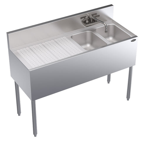 Krowne KR19-42R Royal Series 48" Two Compartment Underbar Sink with Right Bowl and Left Drainboard