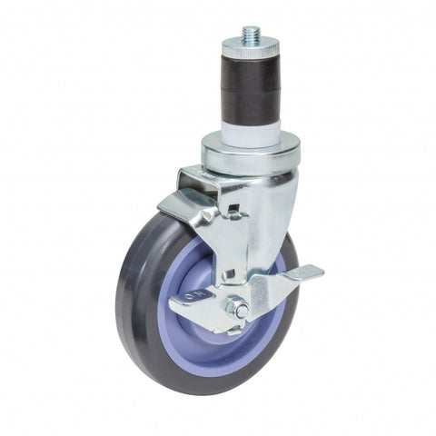 GSW USA KS4113 Expanding Stem Caster with Side Brake, 3" Polyurethane Wheel