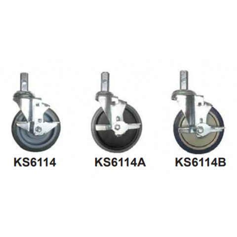 GSW USA KS6114 Stem Caster with Side Brake, 5" Dia., 6-1/2"H