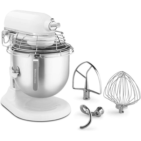 KitchenAid KSMC895WH NSF Certified Commercial Series 8 Qt Bowl-Lift Stand Mixer with Stainless Steel Bowl Guard (White)