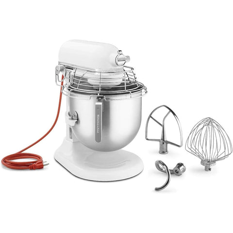 KitchenAid KSMC895WH NSF Certified Commercial Series 8 Qt Bowl-Lift Stand Mixer with Stainless Steel Bowl Guard (White)