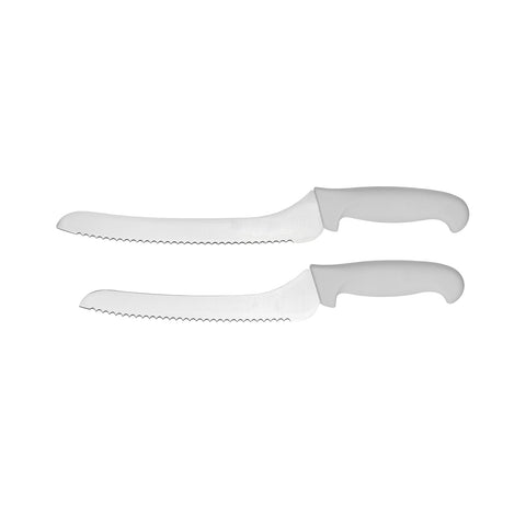 Cresco Resco KWBREAD9O 9" Offset Bread Knife with White Handle