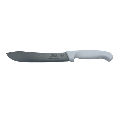 Cresco Resco KWBUTCHERSS8S 8" Curved Smooth Butcher Knife with White Handle