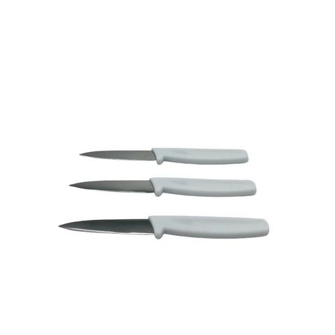 Cresco Resco KWPARING325SPK 3.25" Smooth Paring Knife Set, White Handle, 3-Pack