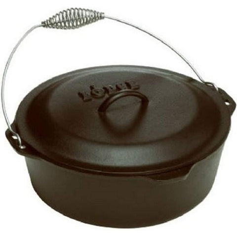 Lodge L10DO3 7 Qt Pre-Seasoned Cast Iron Dutch Oven with Spiral Bail Handle and Lid