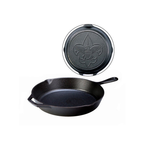 Lodge L10SK3BS 12-Inch Cast Iron Scouts Skillet with Boy Scout Fleur-de-Lis Design