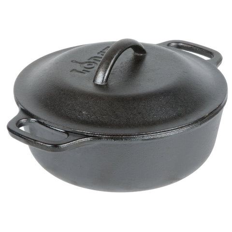 Lodge L2SP3 2 Qt. Pre-Seasoned Cast Iron Dutch Oven / Serving Pot
